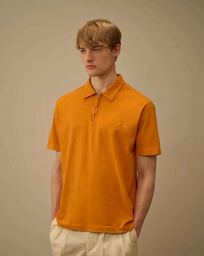 1020 Jersey Kısa Kollu Yarım Fermuarlı Polo