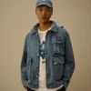 50 Fili İndigo Ağartmalı Goggle Jacket