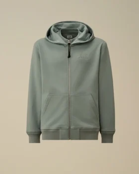Çapraz Desenli Kabartmalı Polar Fermuarlı Kapüşonlu Sweatshirt