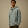 Çapraz Desenli Kabartmalı Polar Fermuarlı Kapüşonlu Sweatshirt