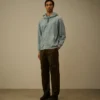 Çapraz Desenli Kabartmalı Polar Fermuarlı Kapüşonlu Sweatshirt