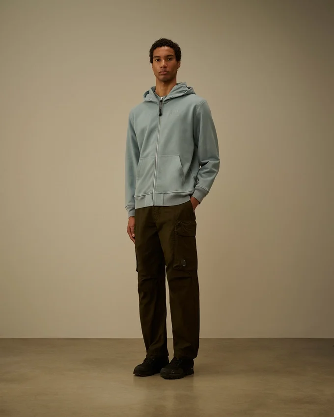 Çapraz Desenli Kabartmalı Polar Fermuarlı Kapüşonlu Sweatshirt