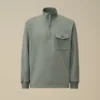 Çapraz Desenli Kabartmalı Polar Yarım Fermuarlı Sweatshirt
