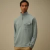 Çapraz Desenli Kabartmalı Polar Yarım Fermuarlı Sweatshirt