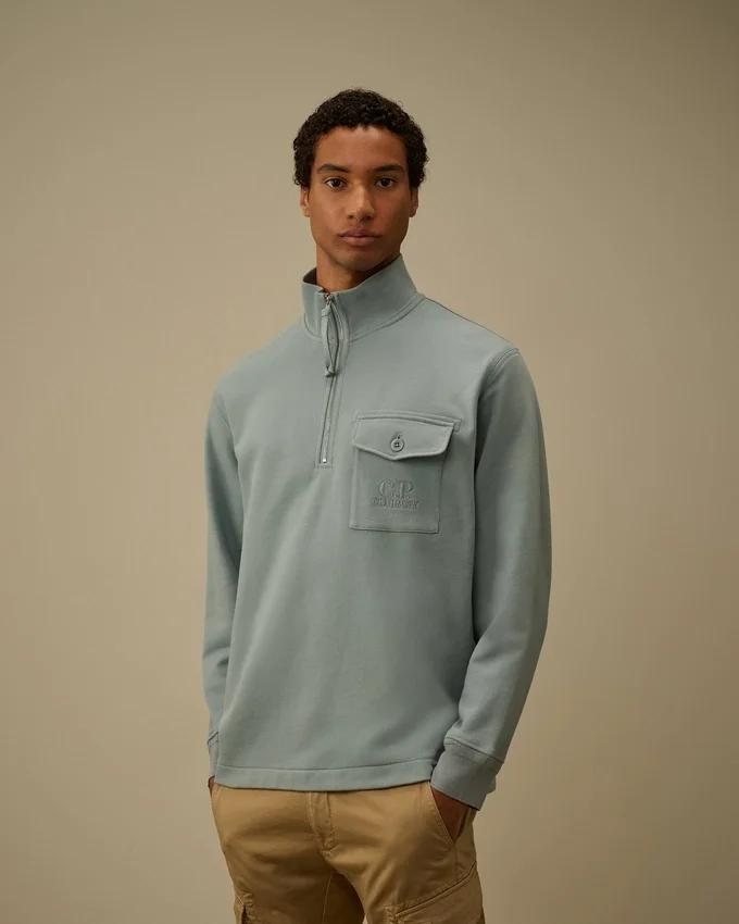 Çapraz Desenli Kabartmalı Polar Yarım Fermuarlı Sweatshirt