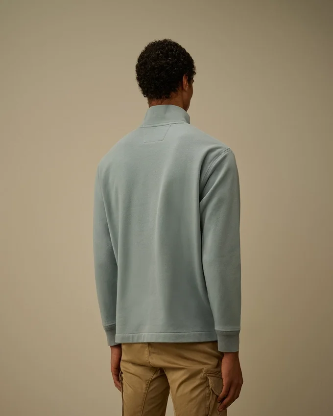 Çapraz Desenli Kabartmalı Polar Yarım Fermuarlı Sweatshirt