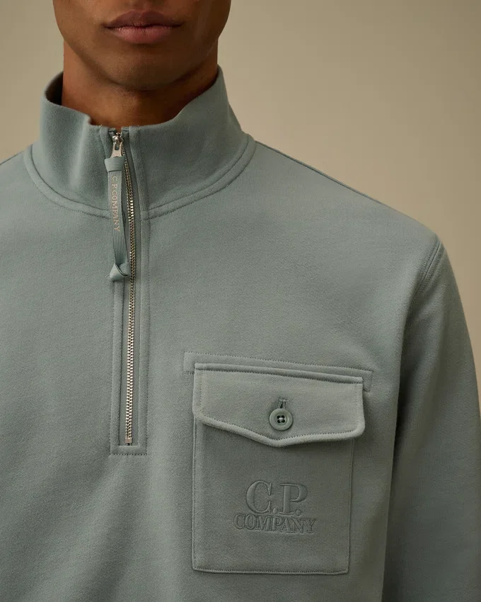 Çapraz Desenli Kabartmalı Polar Yarım Fermuarlı Sweatshirt