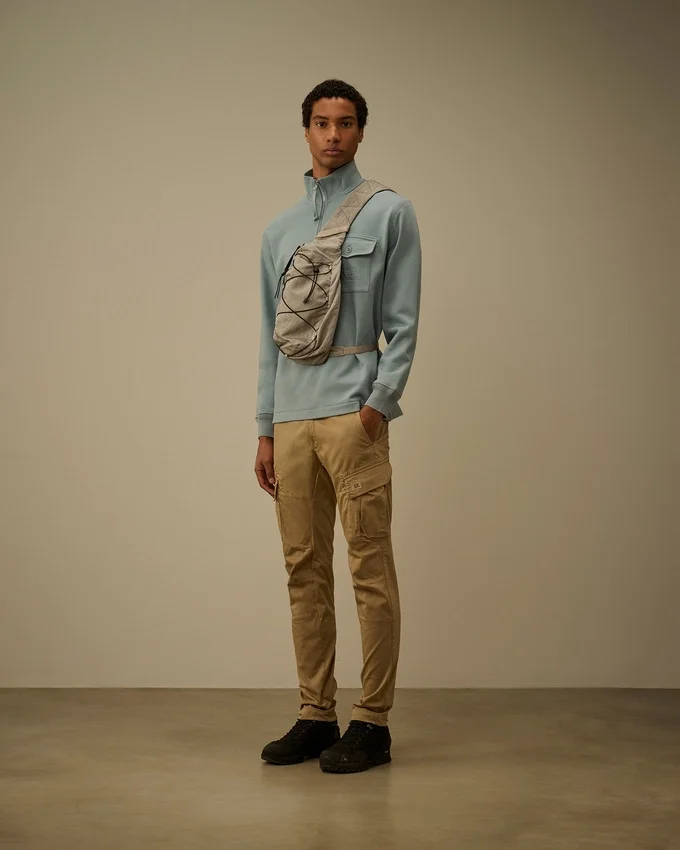 Çapraz Desenli Kabartmalı Polar Yarım Fermuarlı Sweatshirt