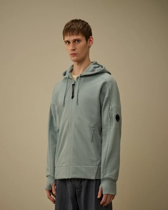 Çapraz Dokulu Kabartmalı Polar Fermuarlı Kapüşonlu Lens Sweatshirt