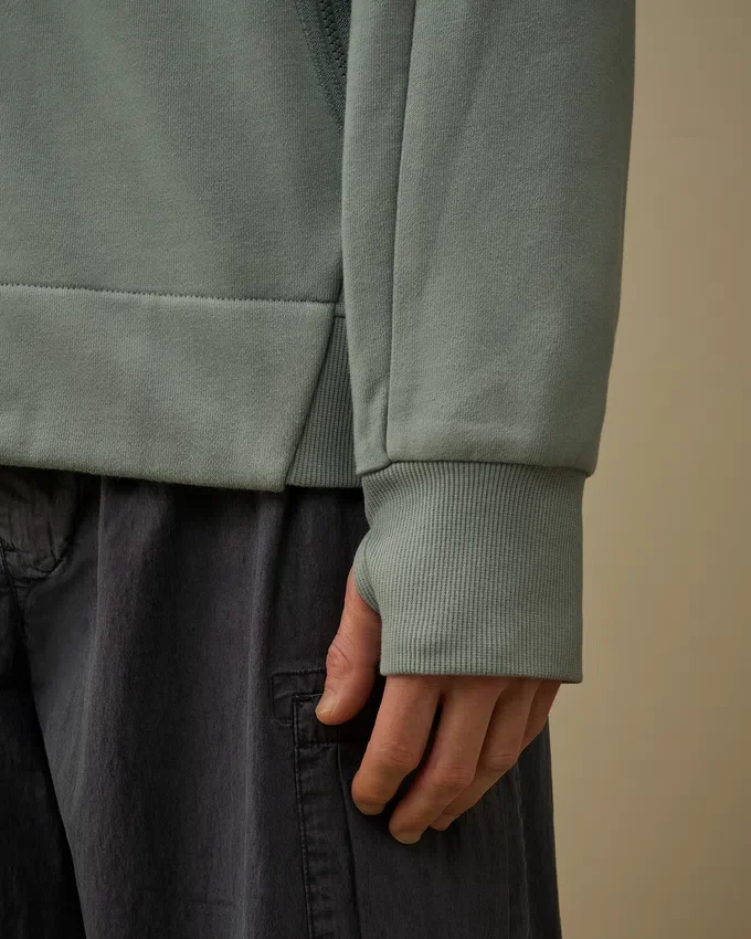 Çapraz Dokulu Kabartmalı Polar Fermuarlı Kapüşonlu Lens Sweatshirt