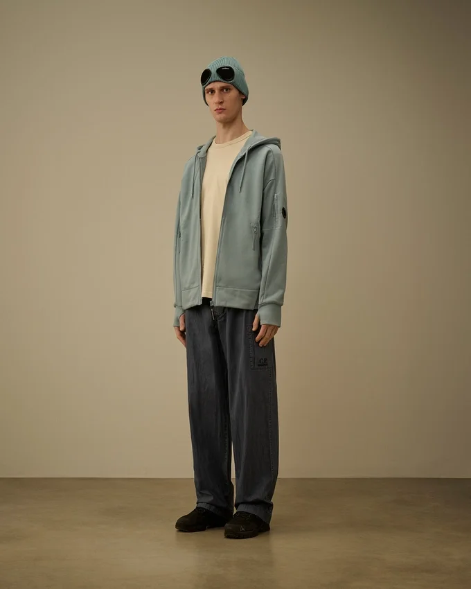 Çapraz Dokulu Kabartmalı Polar Fermuarlı Kapüşonlu Lens Sweatshirt
