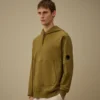 Çapraz Dokulu Kabartmalı Polar Kapüşonlu Lens Sweatshirt