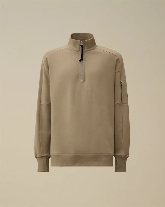 Çapraz Dokulu Kabartmalı Polar Yarım Fermuarlı Lens Sweatshirt