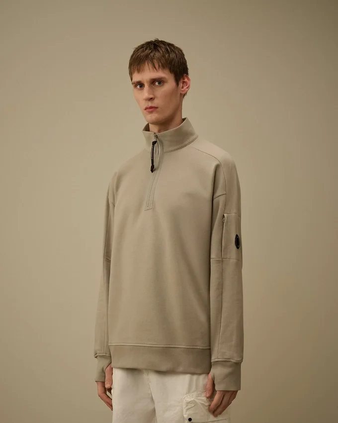 Çapraz Dokulu Kabartmalı Polar Yarım Fermuarlı Lens Sweatshirt