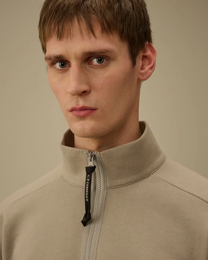 Çapraz Dokulu Kabartmalı Polar Yarım Fermuarlı Lens Sweatshirt