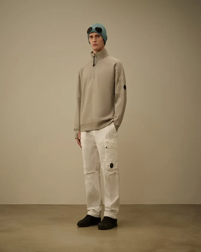 Çapraz Dokulu Kabartmalı Polar Yarım Fermuarlı Lens Sweatshirt
