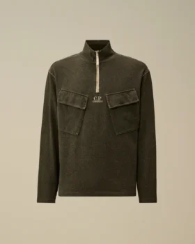 Ağır Jersey Kaplamalı Yarım Fermuarlı Sweatshirt