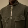 Ağır Jersey Kaplamalı Yarım Fermuarlı Sweatshirt