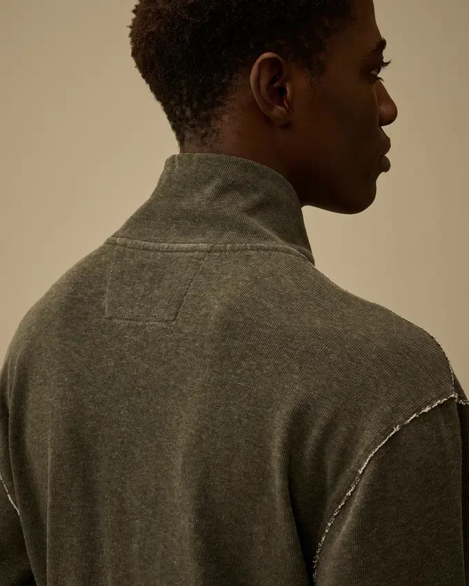 Ağır Jersey Kaplamalı Yarım Fermuarlı Sweatshirt