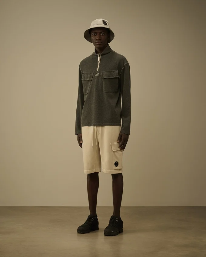 Ağır Jersey Kaplamalı Yarım Fermuarlı Sweatshirt