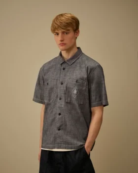 Chambray Kısa Kollu Düğmeli Gömlek