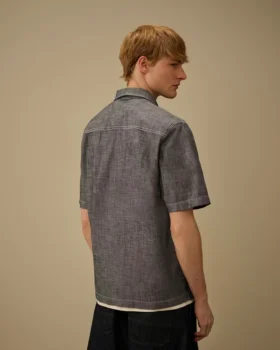 Chambray Kısa Kollu Düğmeli Gömlek
