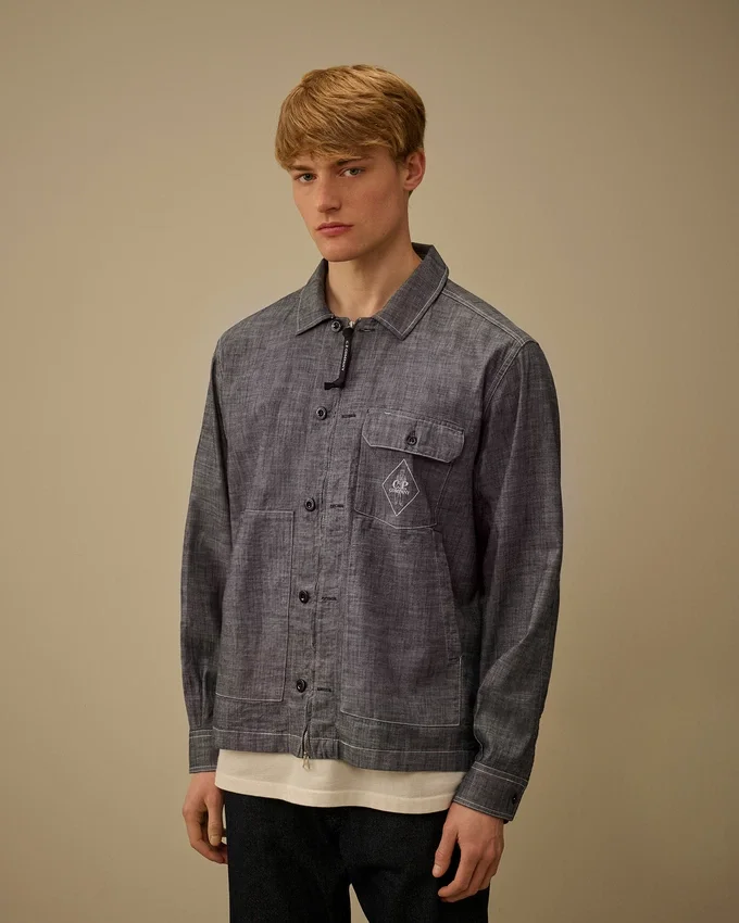 Chambray Uzun Kollu Fermuarlı Gömlek