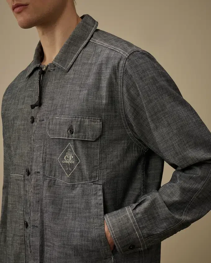 Chambray Uzun Kollu Fermuarlı Gömlek