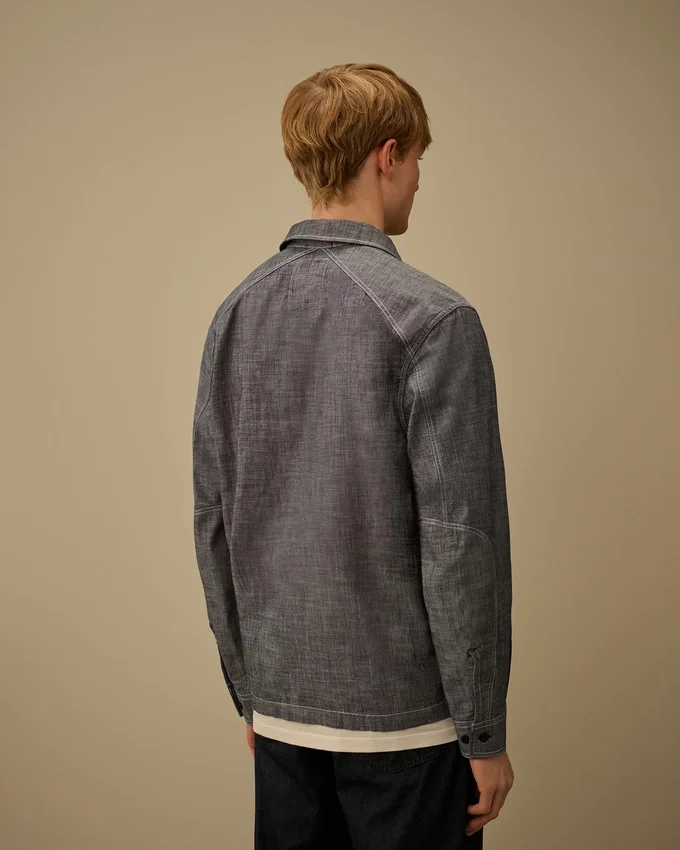 Chambray Uzun Kollu Fermuarlı Gömlek