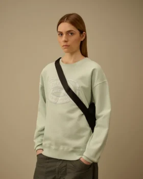Diyagonal Polar Boxy Logo Bisiklet Yaka Sweatshirt