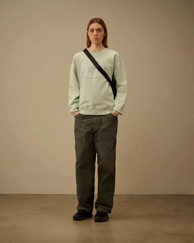 Diyagonal Polar Boxy Logo Bisiklet Yaka Sweatshirt