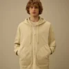 Diyagonal Polar Geniş Kesim Fermuarlı Kapüşonlu Sweatshirt