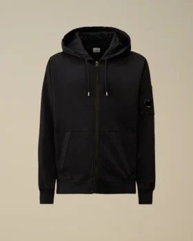 Hafif Polar Fermuarlı Kapüşonlu Lens Sweatshirt
