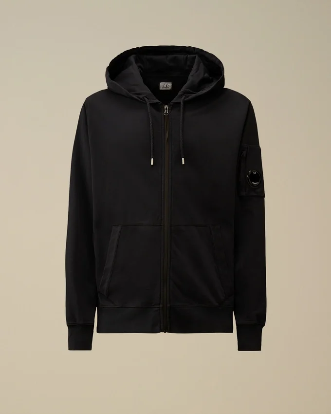 Hafif Polar Fermuarlı Kapüşonlu Lens Sweatshirt
