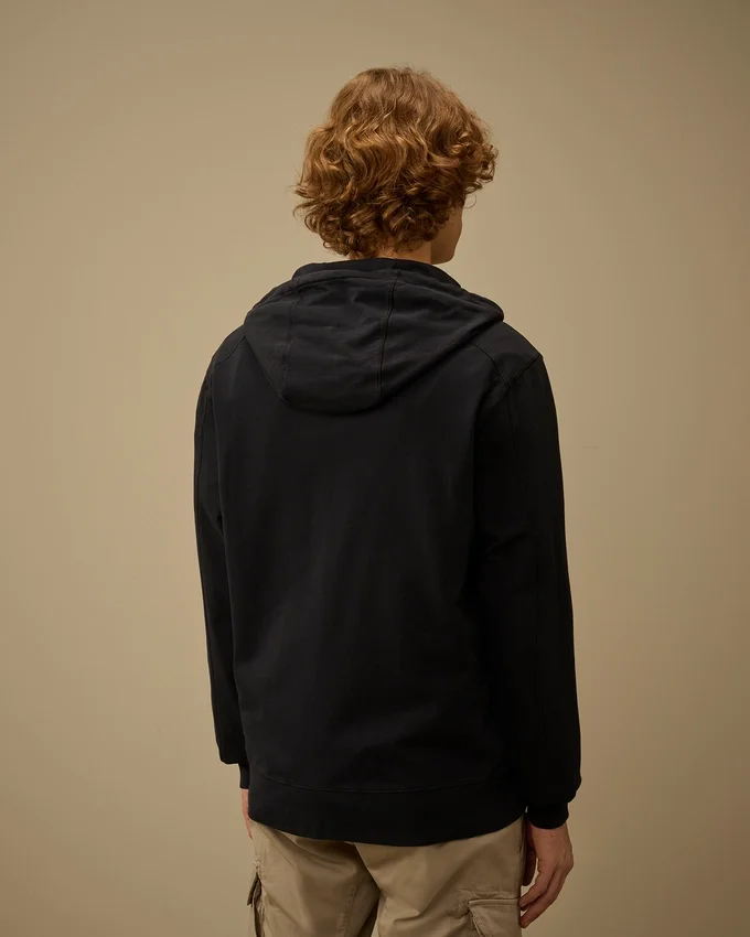 Hafif Polar Fermuarlı Kapüşonlu Lens Sweatshirt