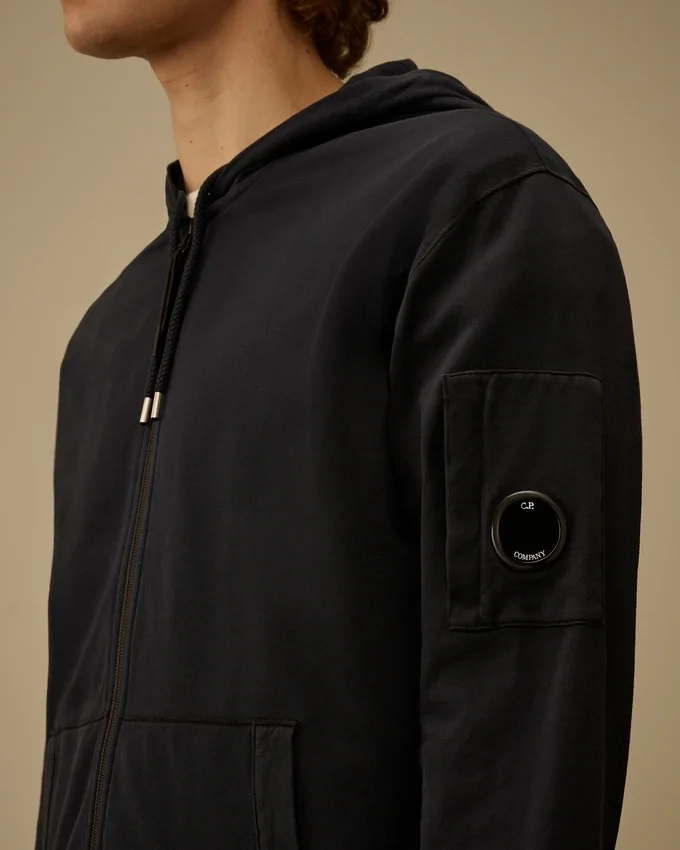 Hafif Polar Fermuarlı Kapüşonlu Lens Sweatshirt