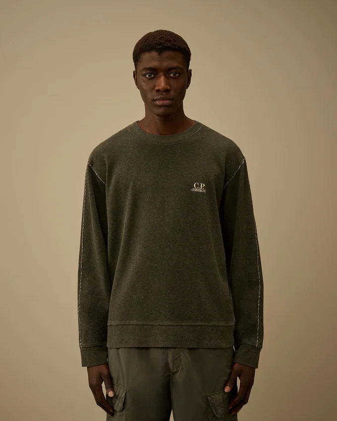Kalın Jersey Kaplamalı Bisiklet Yaka Sweatshirt