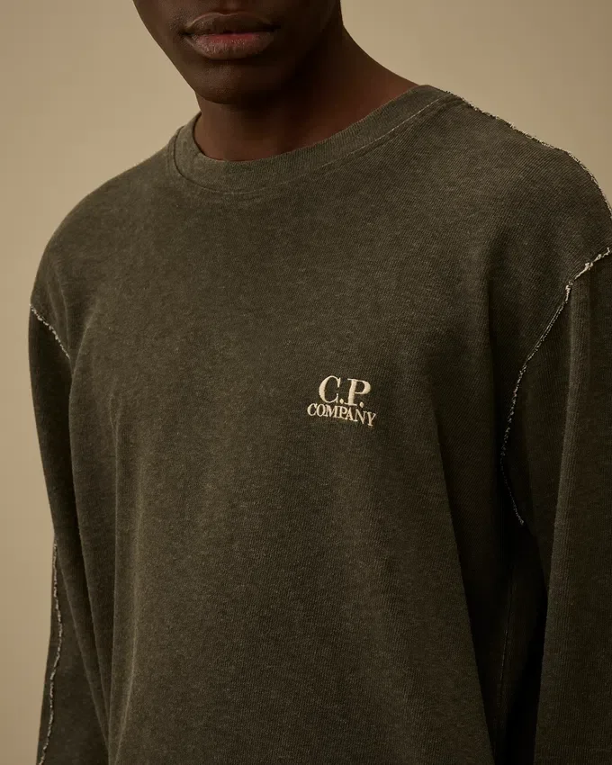 Kalın Jersey Kaplamalı Bisiklet Yaka Sweatshirt