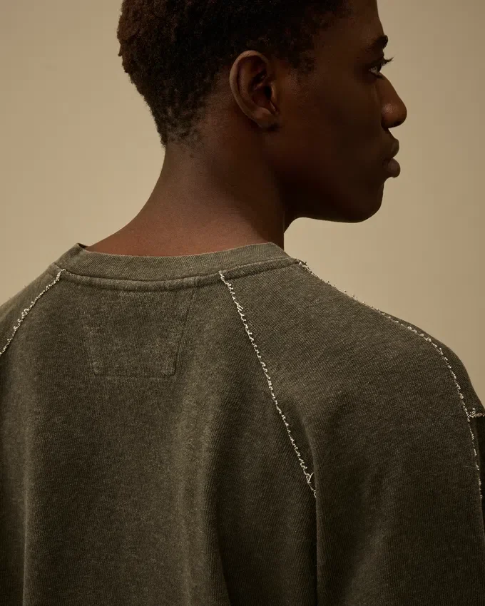 Kalın Jersey Kaplamalı Bisiklet Yaka Sweatshirt