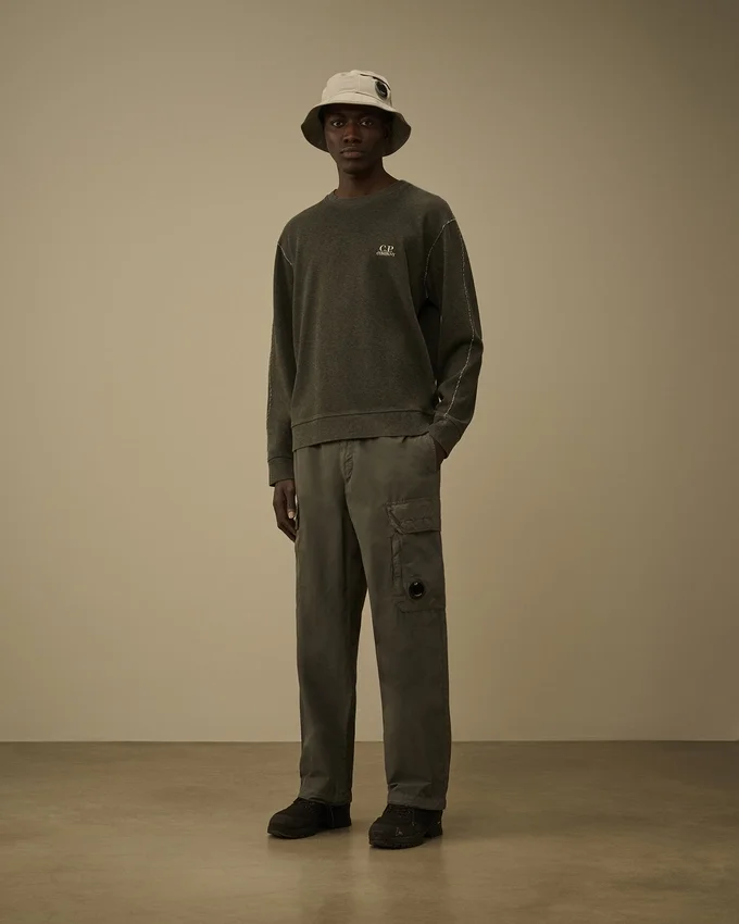 Kalın Jersey Kaplamalı Bisiklet Yaka Sweatshirt