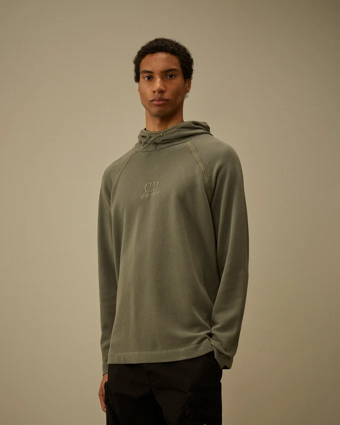 Kalın Piket Kapüşonlu Sweatshirt