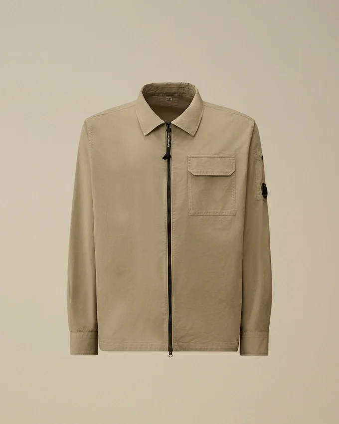 Organik Gabardin Fermuarlı Lens Overshirt