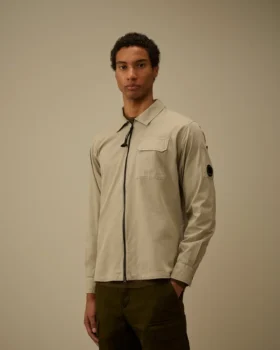 Organik Gabardin Fermuarlı Lens Overshirt