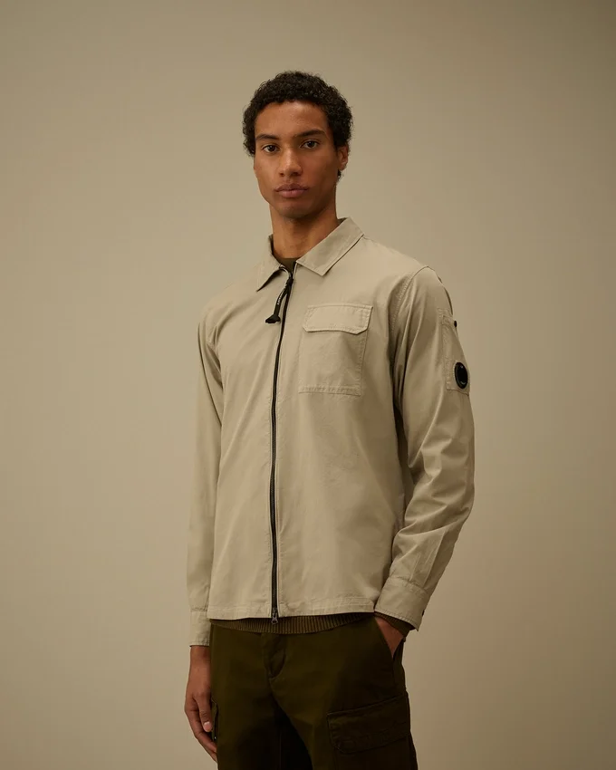 Organik Gabardin Fermuarlı Lens Overshirt