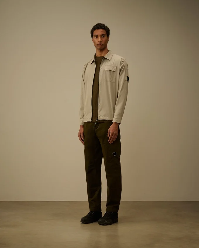 Organik Gabardin Fermuarlı Lens Overshirt