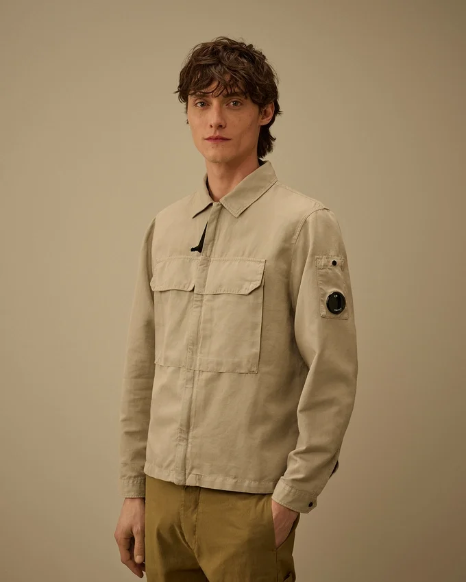 Pamuk/Keten Fermuarlı Lens Overshirt