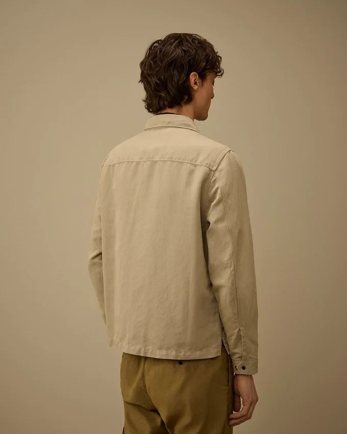 Pamuk/Keten Fermuarlı Lens Overshirt