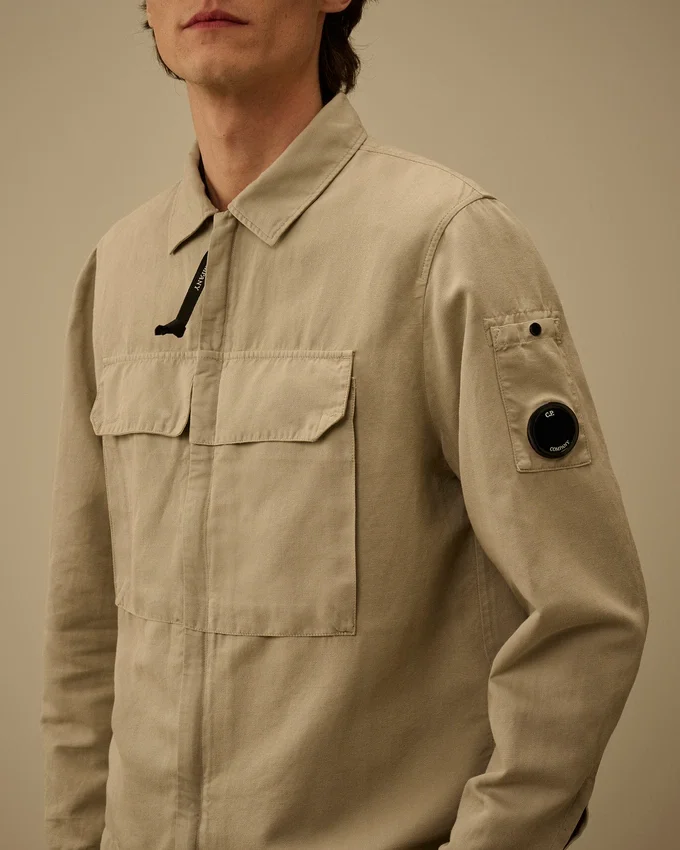 Pamuk/Keten Fermuarlı Lens Overshirt