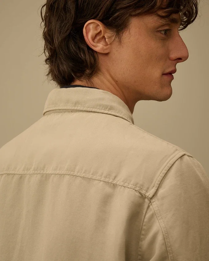 Pamuk/Keten Fermuarlı Lens Overshirt