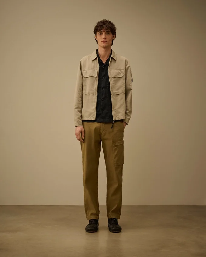 Pamuk/Keten Fermuarlı Lens Overshirt